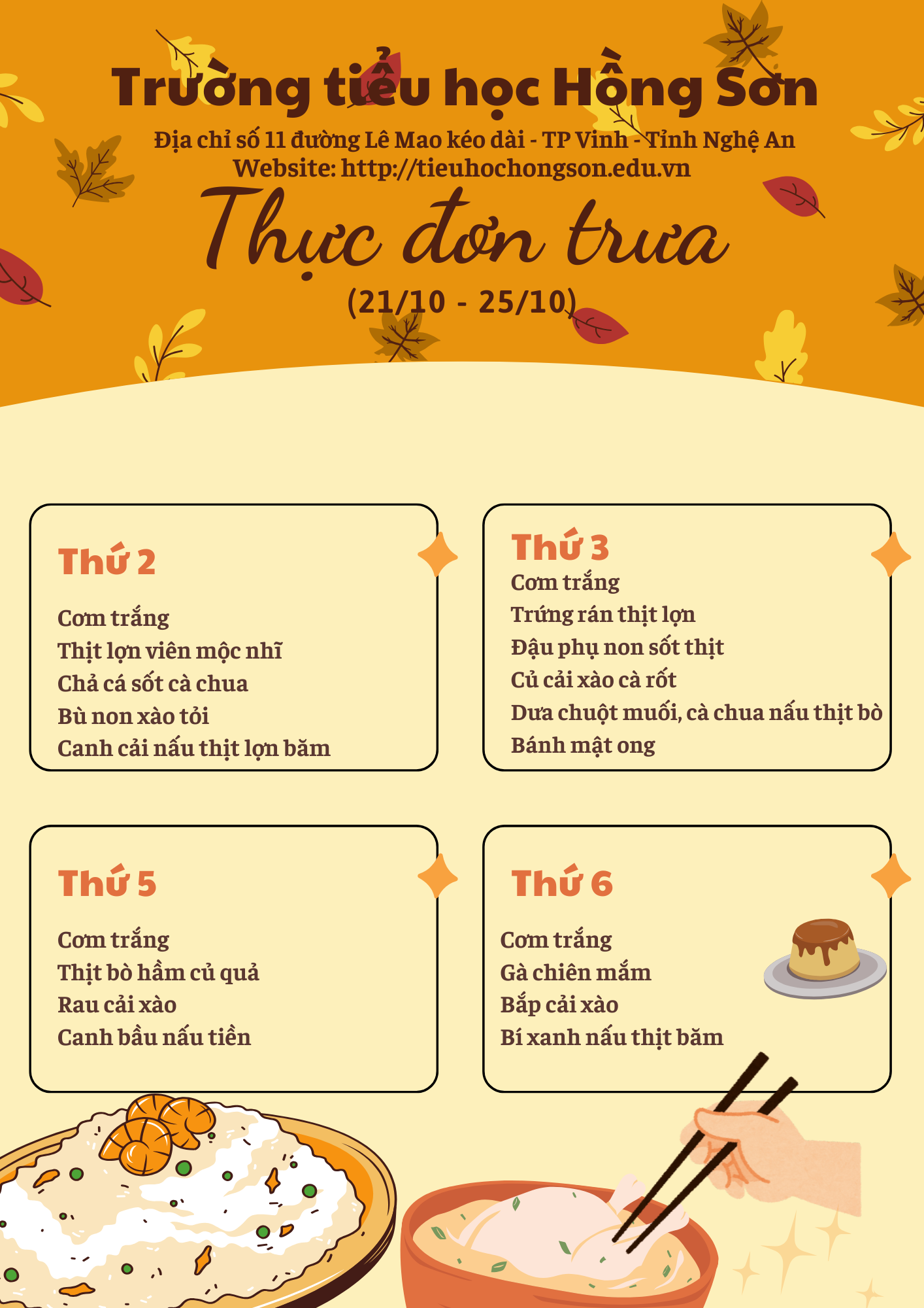 THỰC ĐƠN BÁN TRÚ TUẦN 7