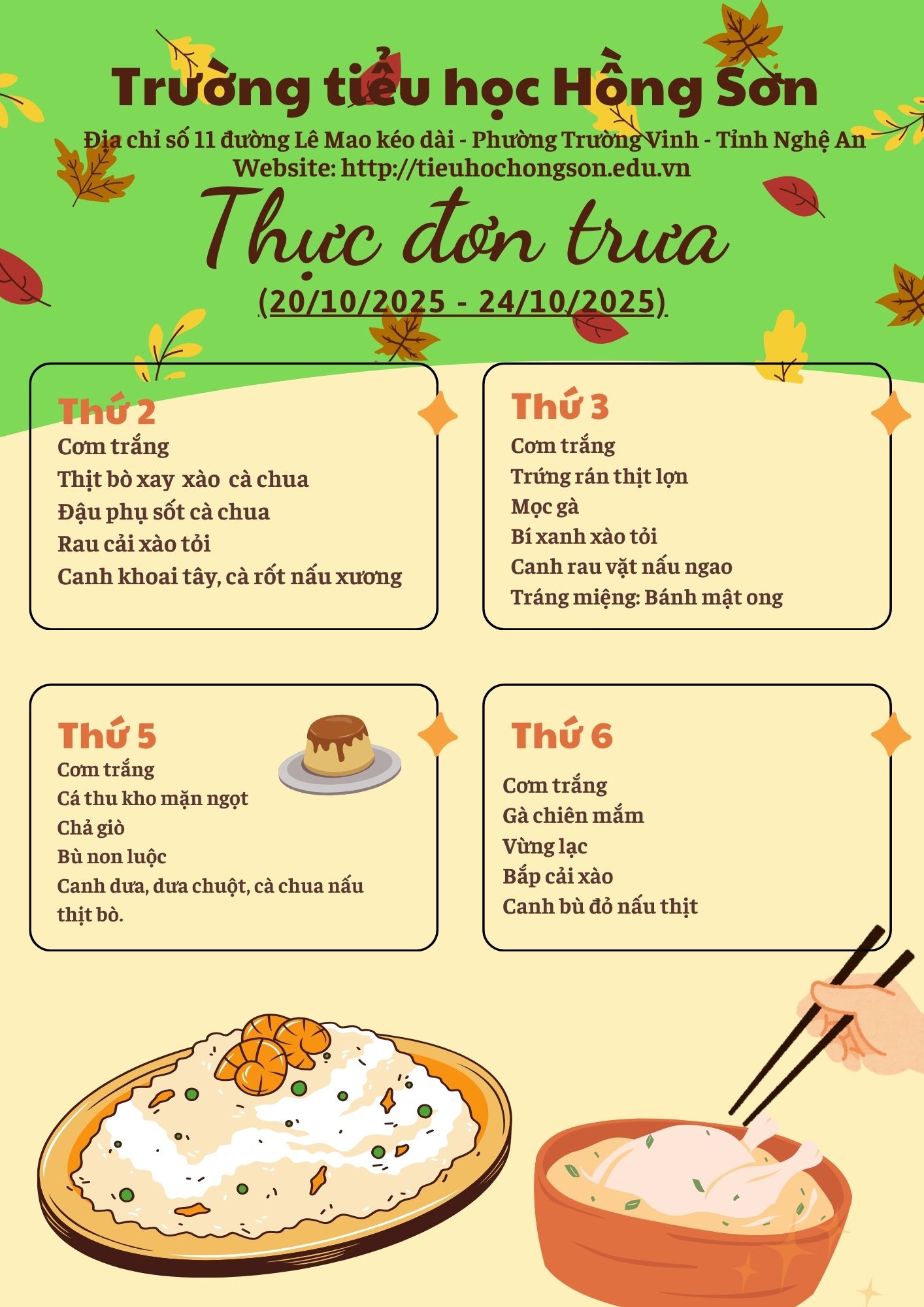 THỰC ĐƠN BÁN TRÚ TUẦN 7