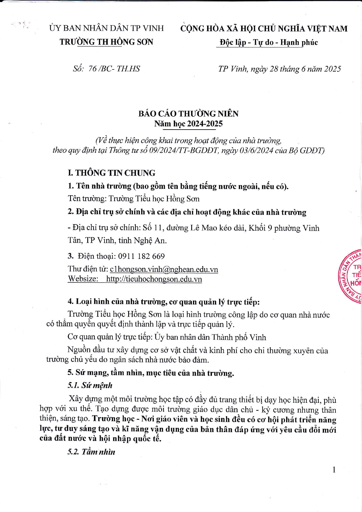 Báo cáo thường niên theo thông tư tháng 09/2024