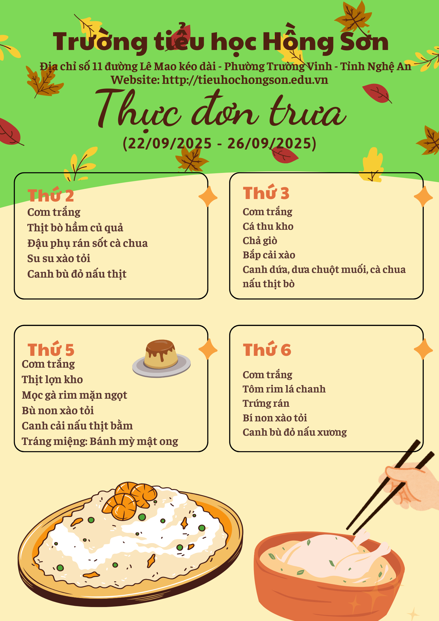 THỰC ĐƠN BÁN TRÚ TUẦN 3