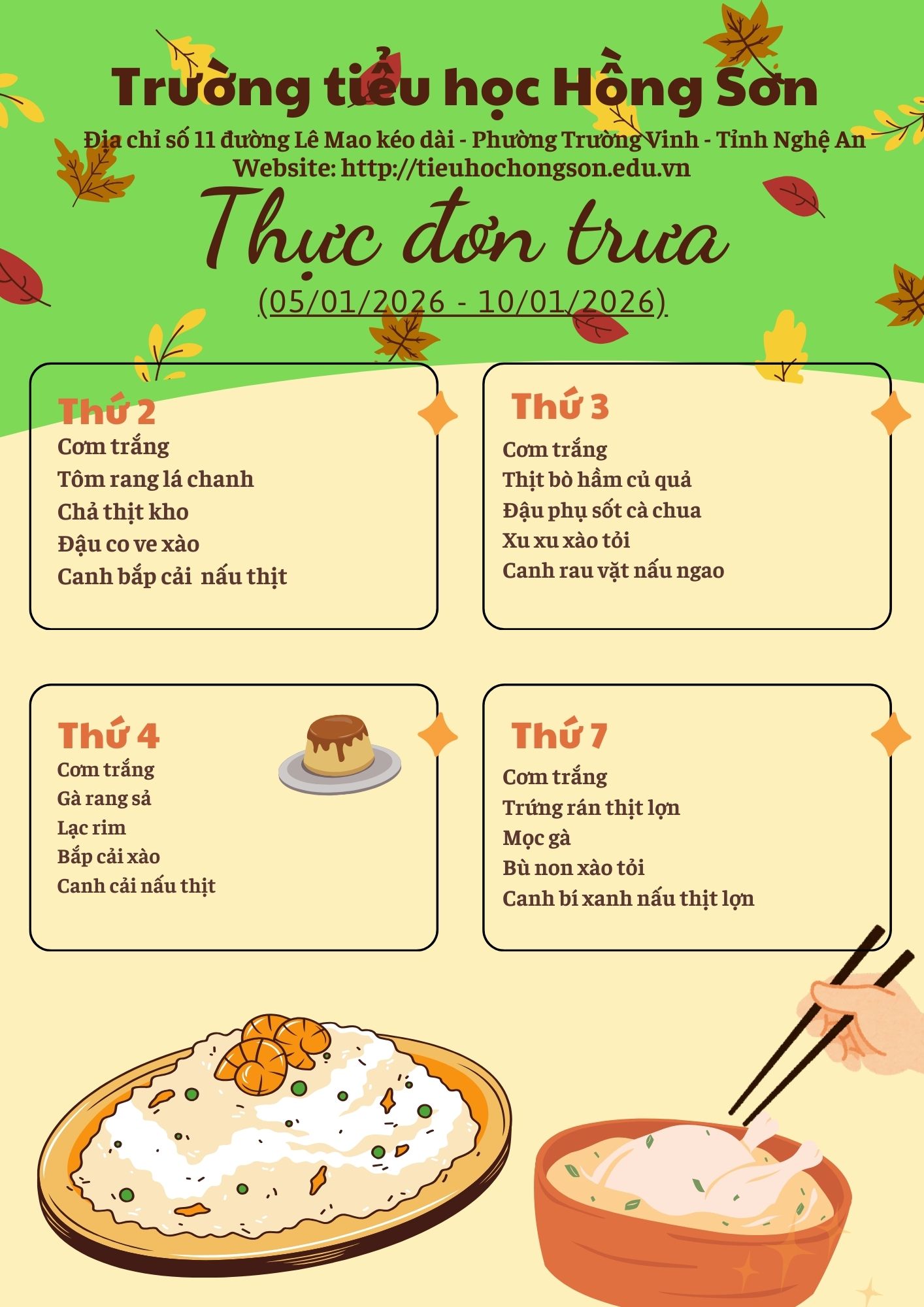 THỰC ĐƠN TUẦN 18