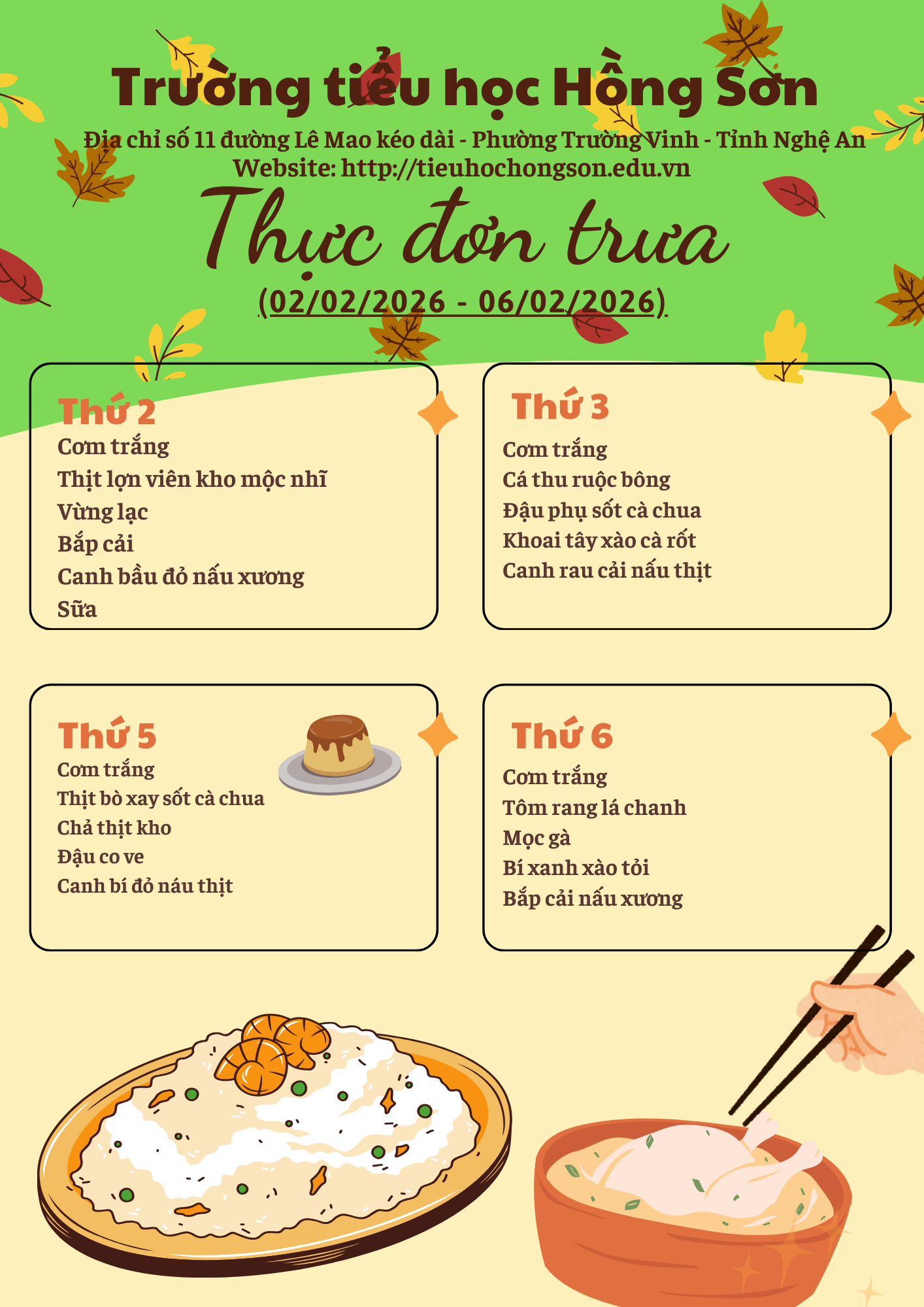 THỰC ĐƠN TUẦN 22