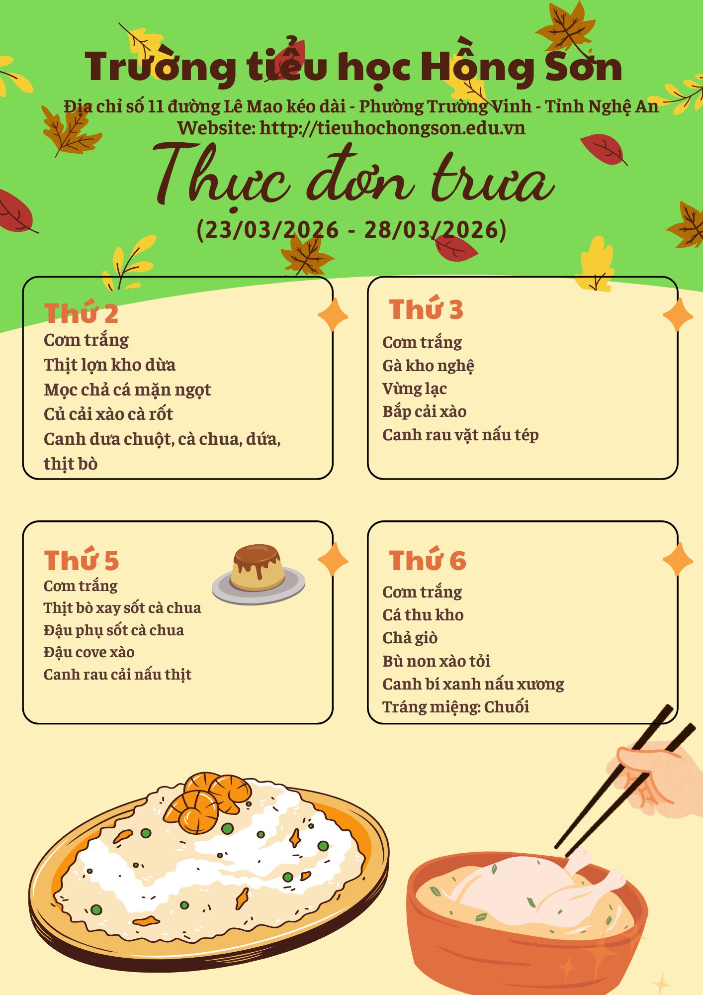 THỰC ĐƠN TUẦN 28