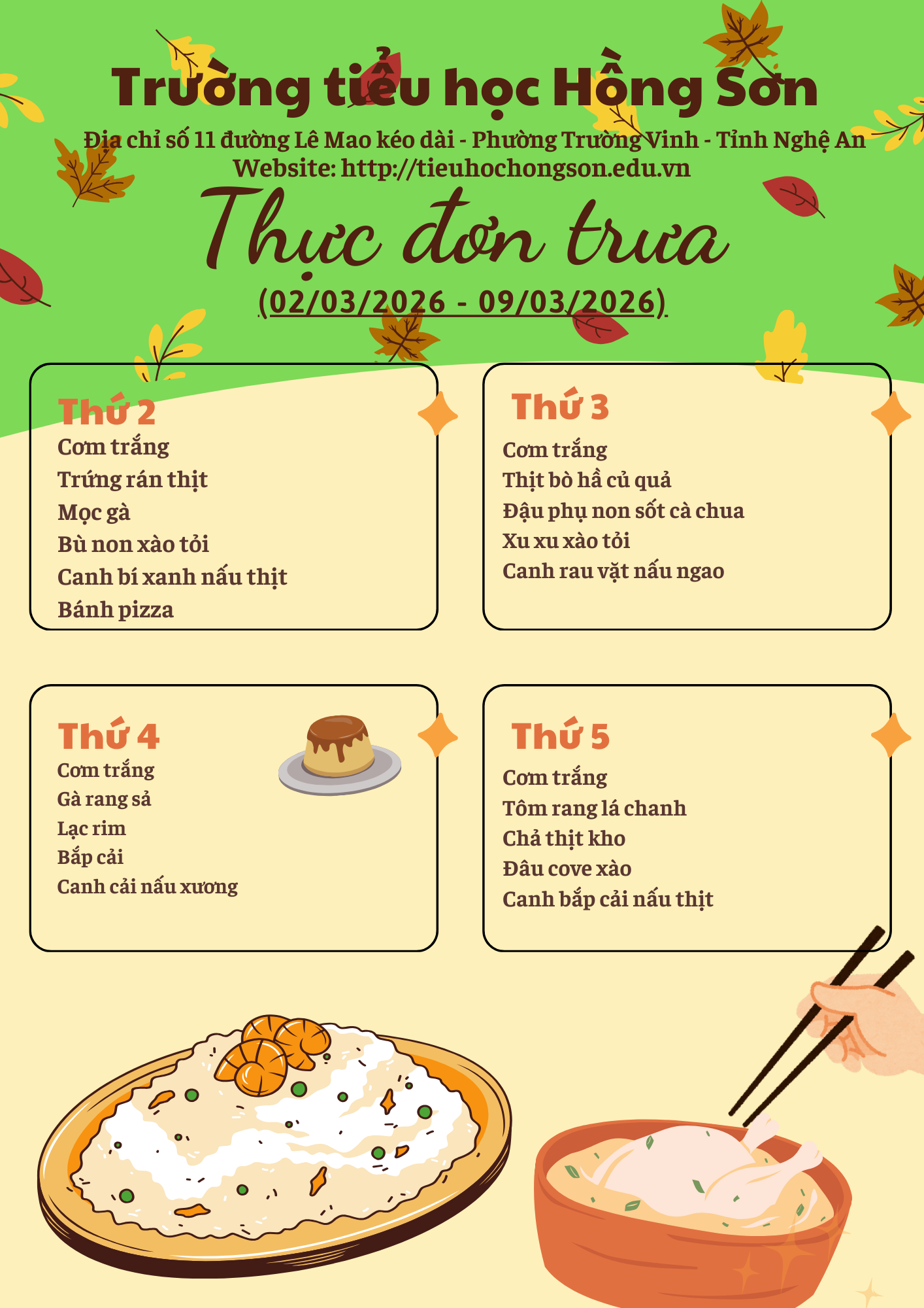 THỰC ĐƠN TUẦN 25