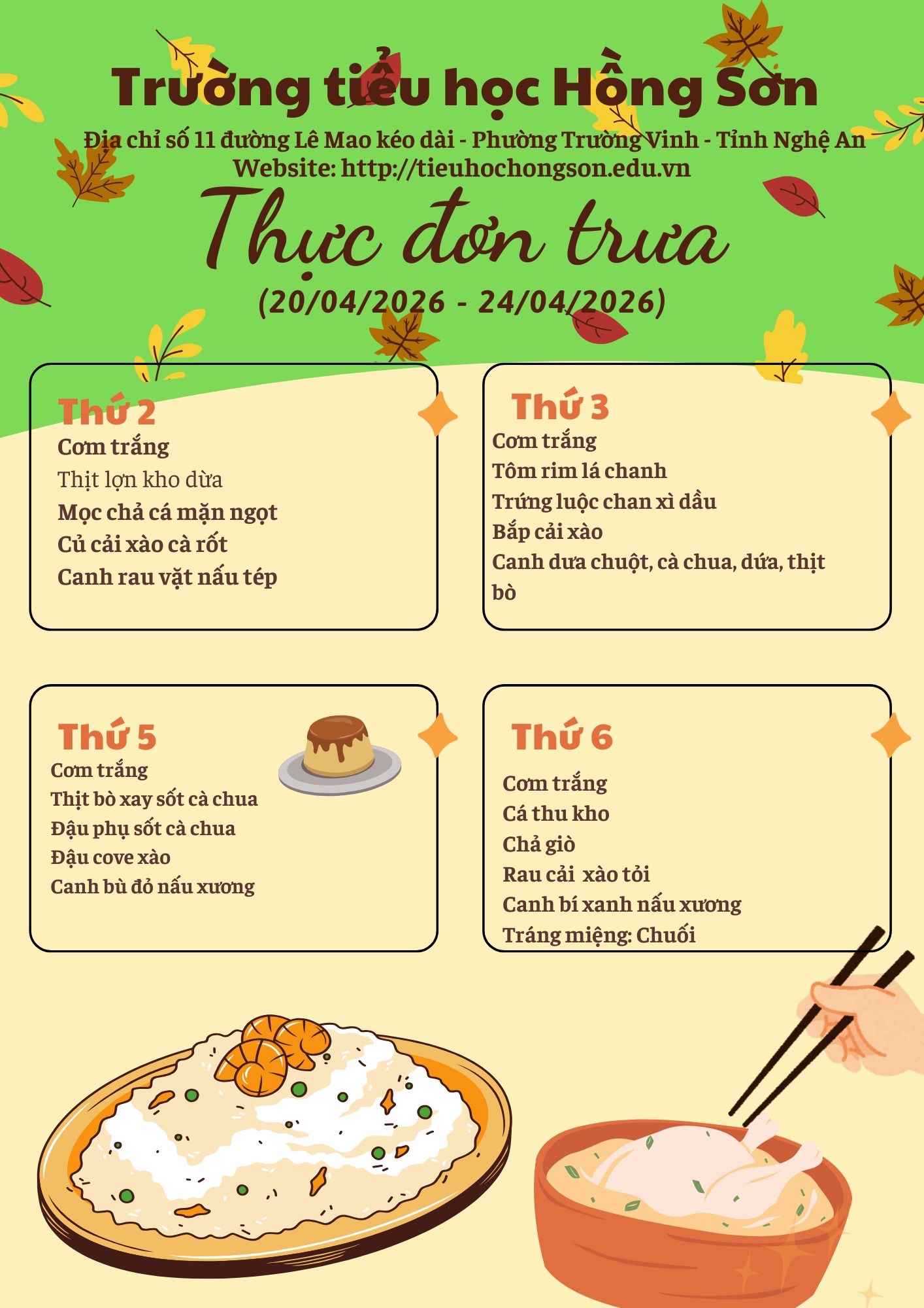 THỰC ĐƠN TUẦN 32