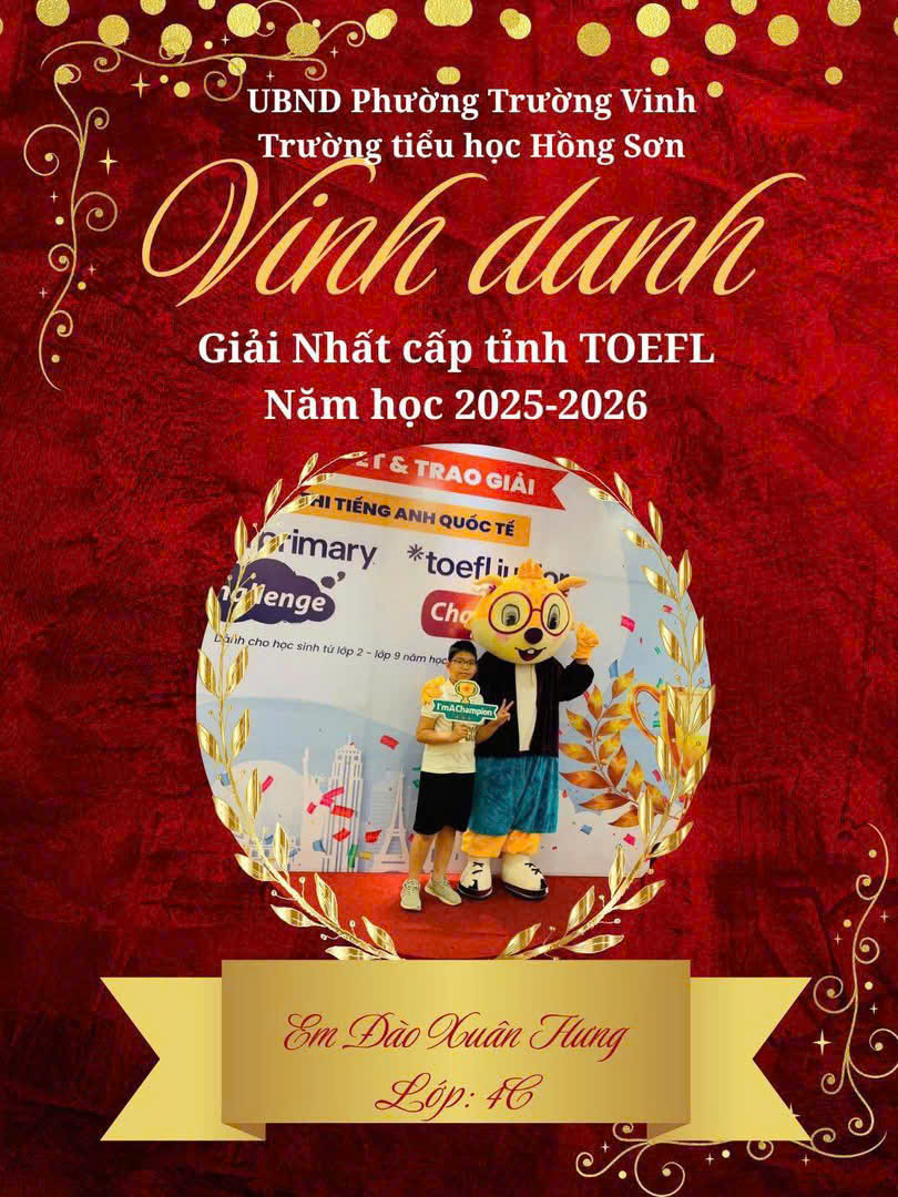 THÀNH TÍCH NỔI BẬT TRONG THÁNG 3 VÀ THÁNG 4 CỦA THẦY VÀ TRÒ TRƯỜNG TIỂU HỌC HỒNG SƠN