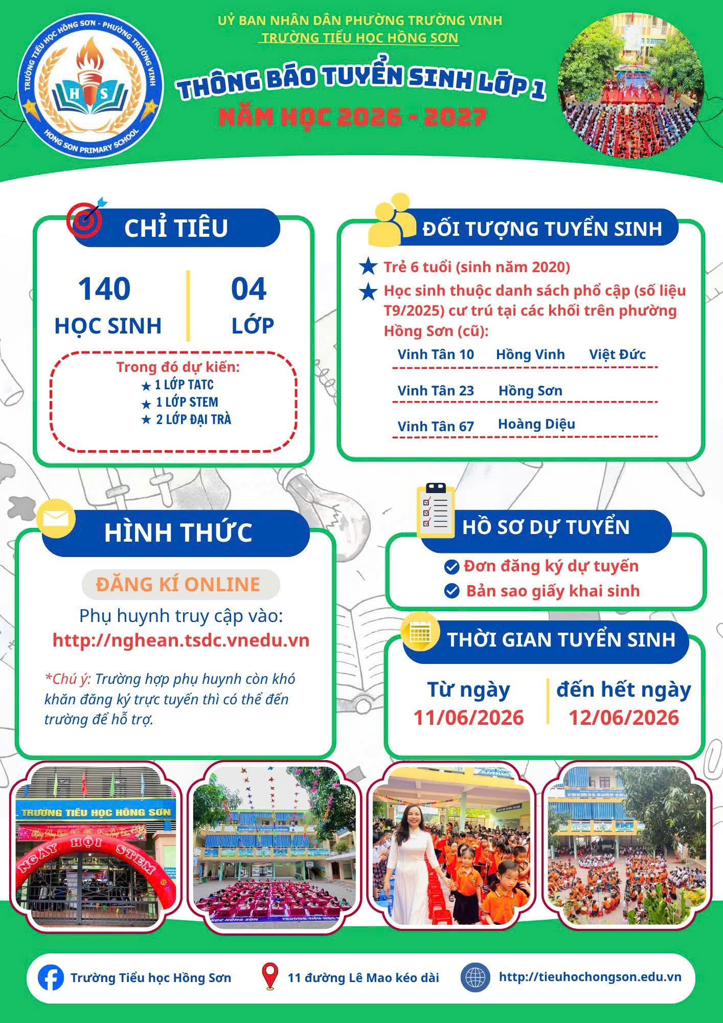 THÔNG BÁO TUYỂN SINH LỚP 1