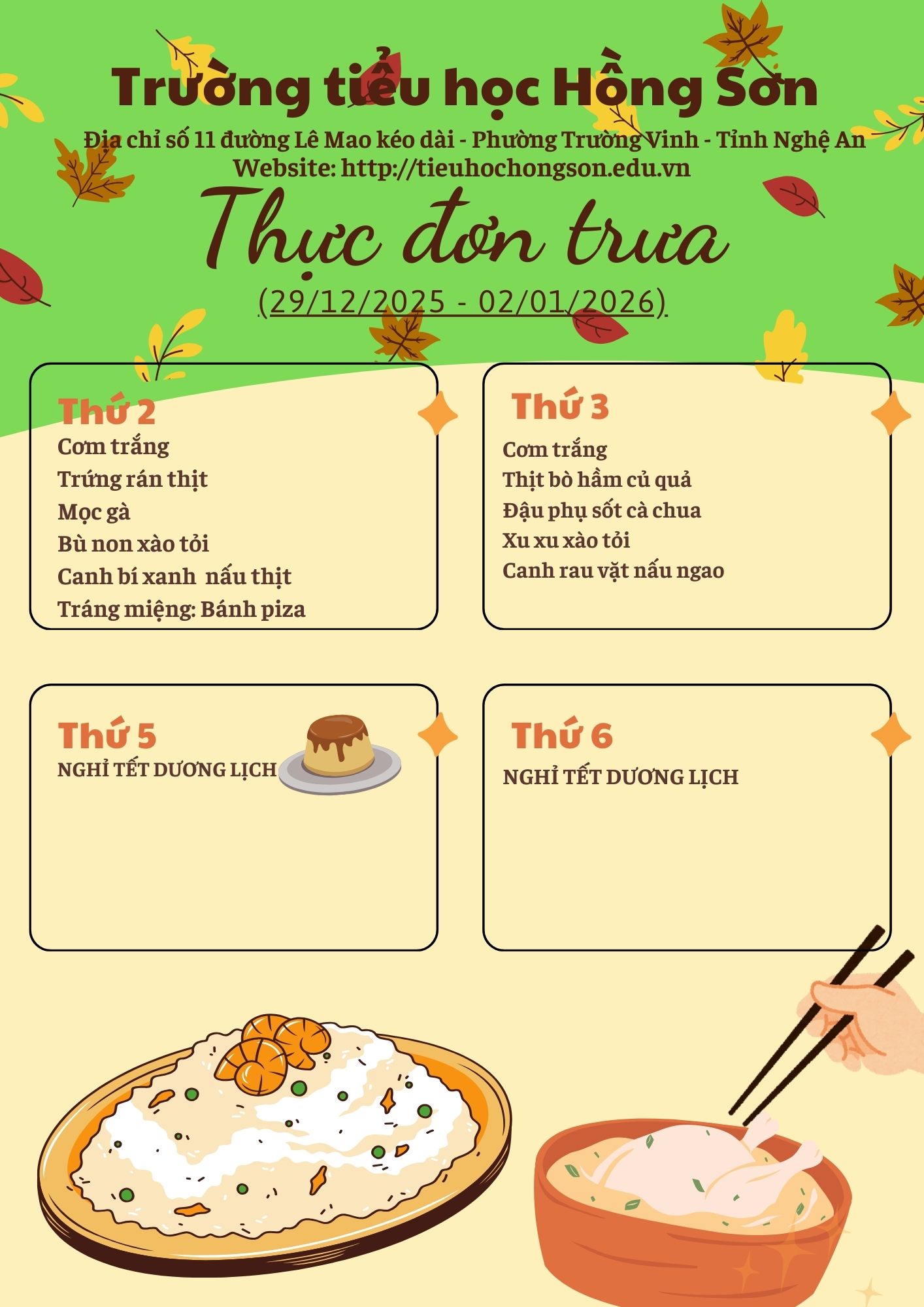 THỰC ĐƠN TUẦN 17