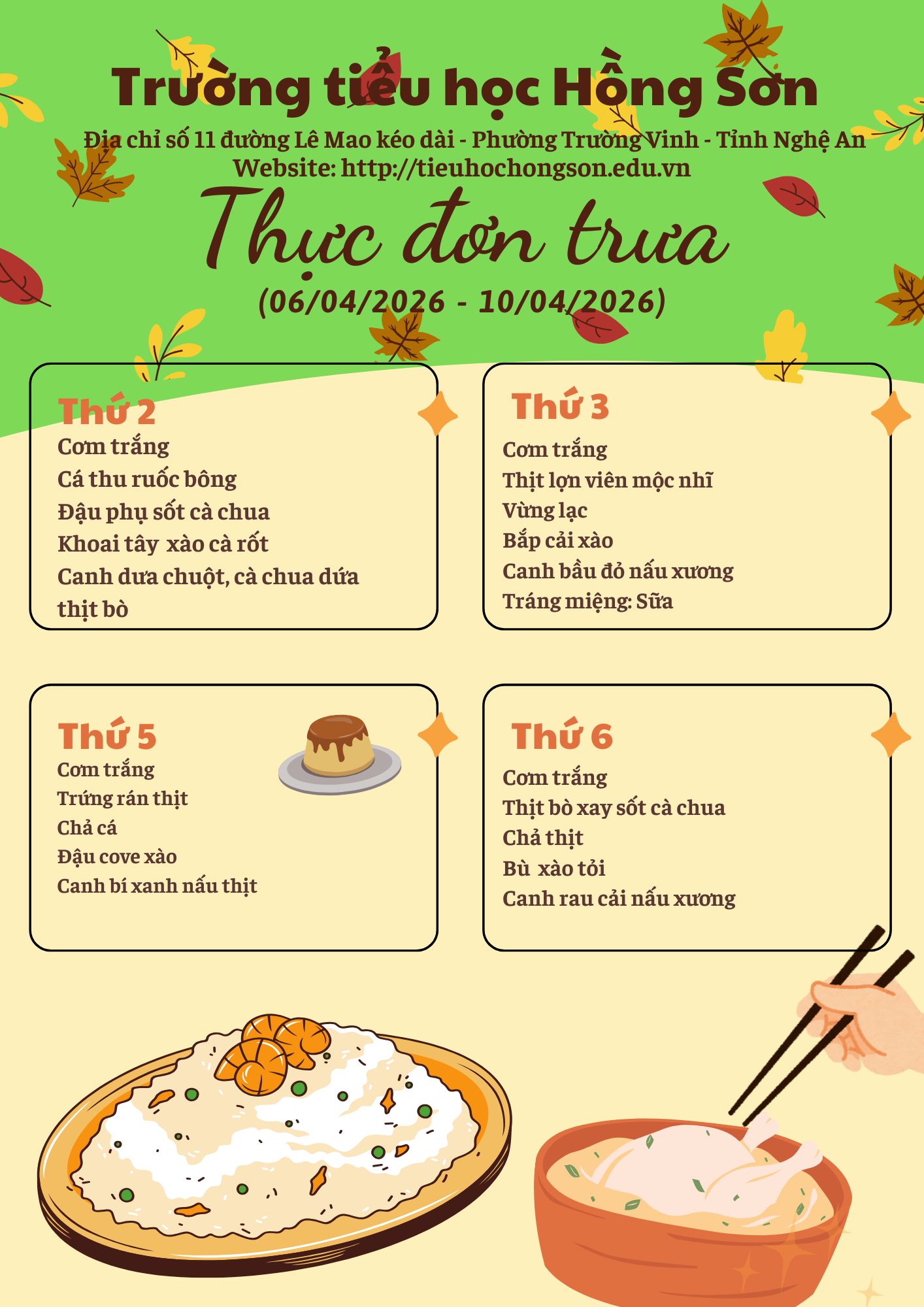 THỰC ĐƠN TUẦN 30